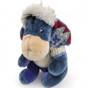 Disney Store Eeyore Winter Plush 13" Snowflake Sweater Detachable Tail NEW w Tag